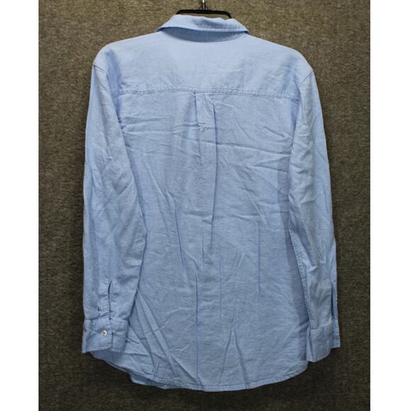 GAP Linen Blend Button Up Shirt Mens XS Blue Long Sleeve Casual Modern NEW - Picture 2 of 5